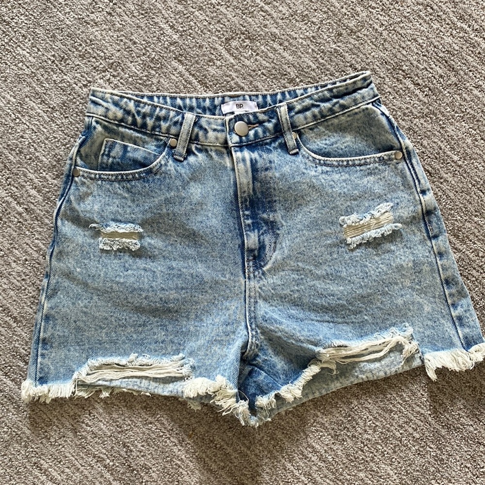 BP high rise acid wash Jean shorts